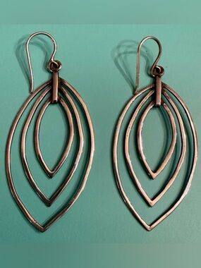 Silpada Sterling Silver Layered Teardrop Dangle Earrings 2.5” Statement